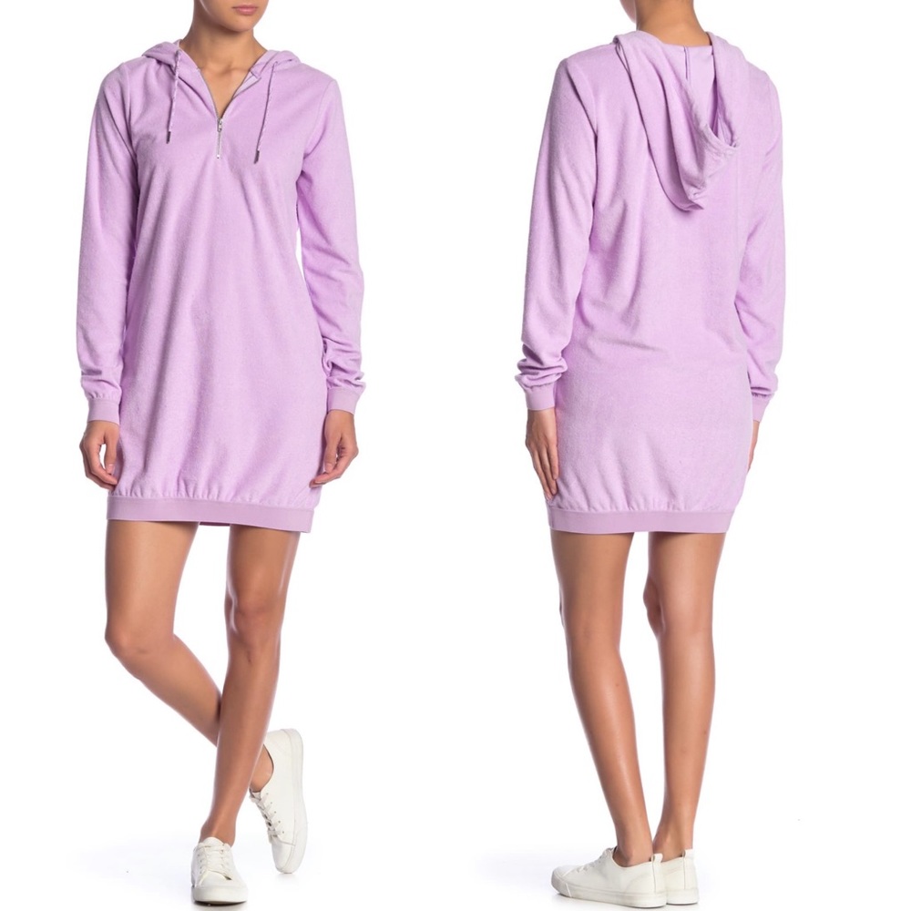 💜 NWOT, Material Girl Half Zip Hooded Dress